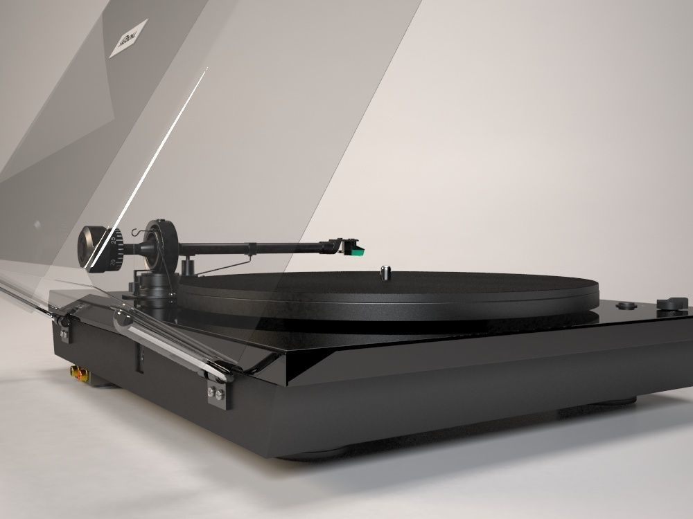 Turntabe and vinyl records 3D model_8
