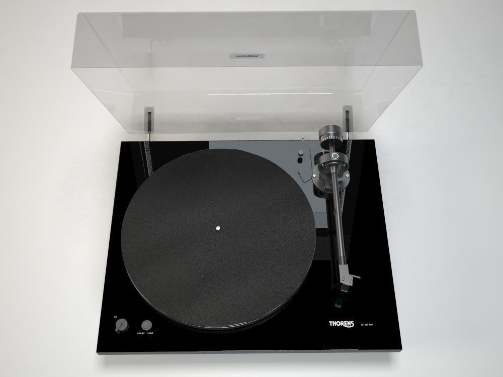 Turntabe and vinyl records 3D model_3