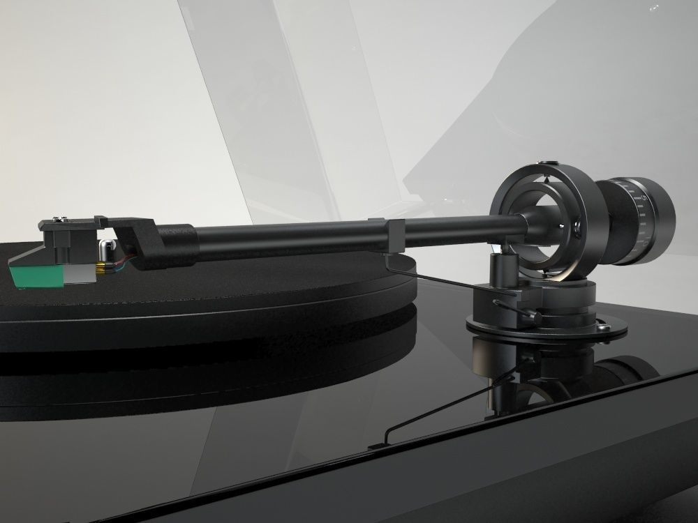 Turntabe and vinyl records 3D model_2