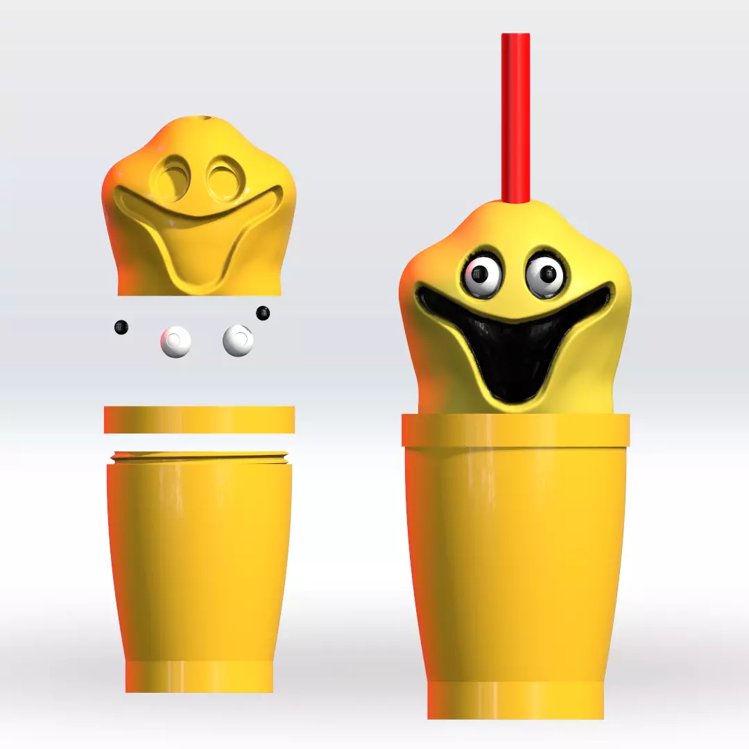 Milkshake HUNGRY yellow Snake STL 3D Model Multipart Fanart 3D print model