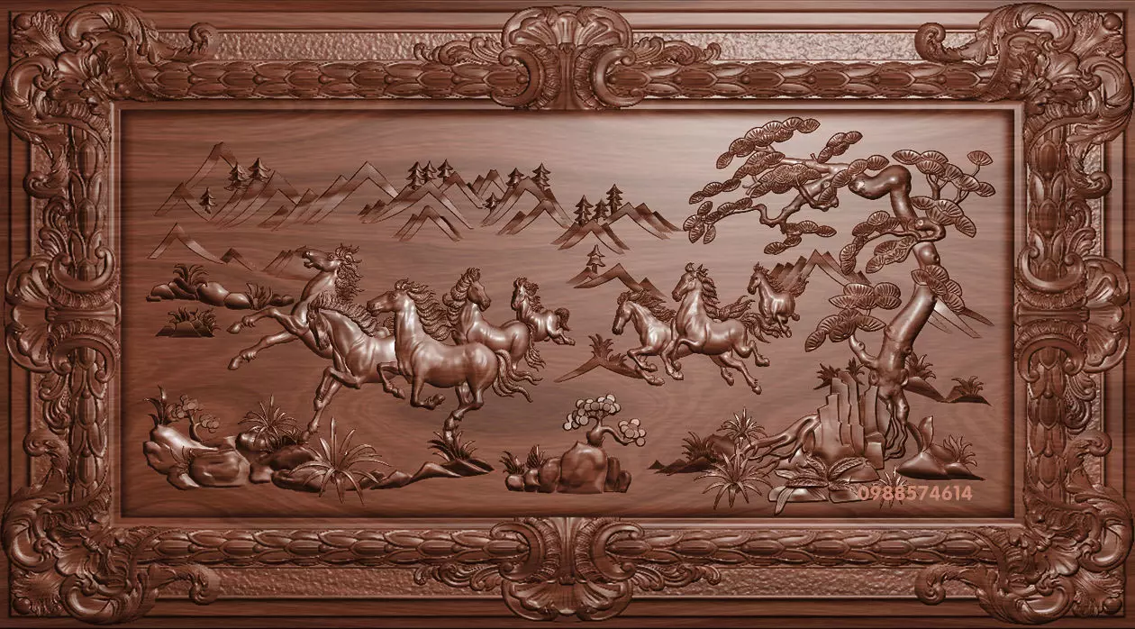 Mural Horses wood carving file stl OBJ and ZTL  for CNC 3D print model_0