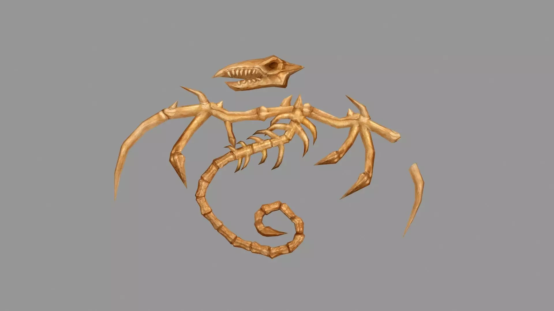 Cartoon dinosaur bone pile in the desert Low-poly 3D model