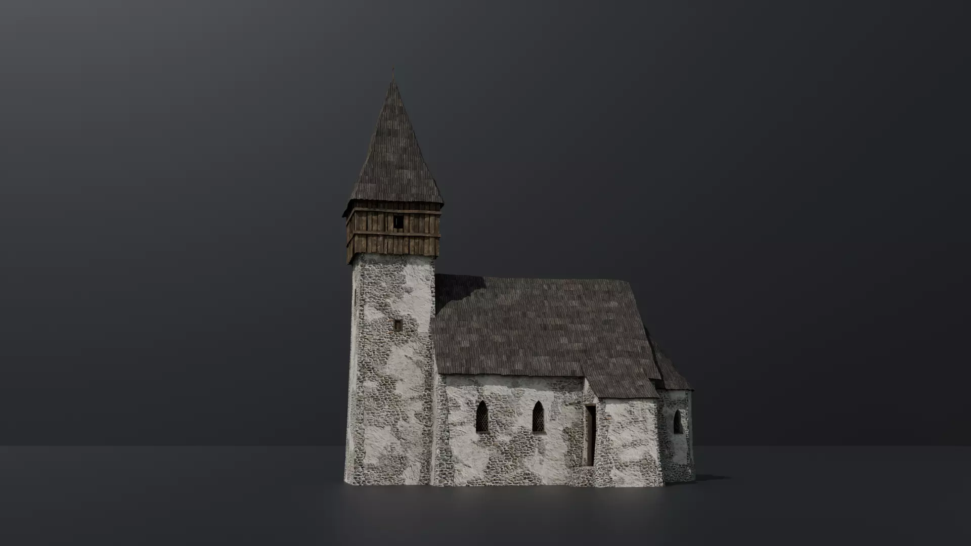 Old Medieval Church Low-poly 3D model