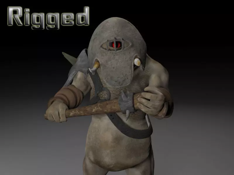 Armoured cyclop character Low-poly 3D model_0