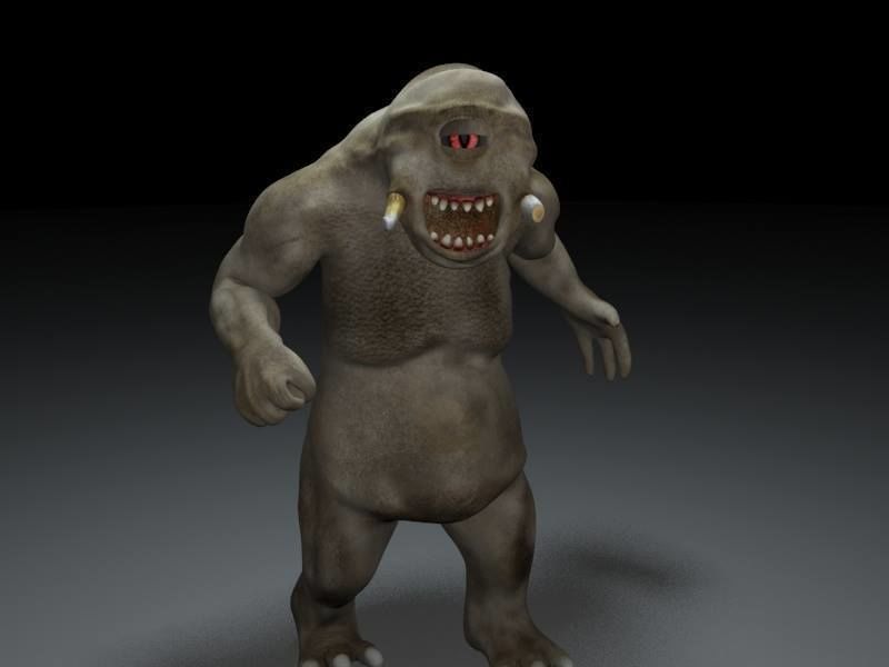 Armoured cyclop character Low-poly 3D model_1