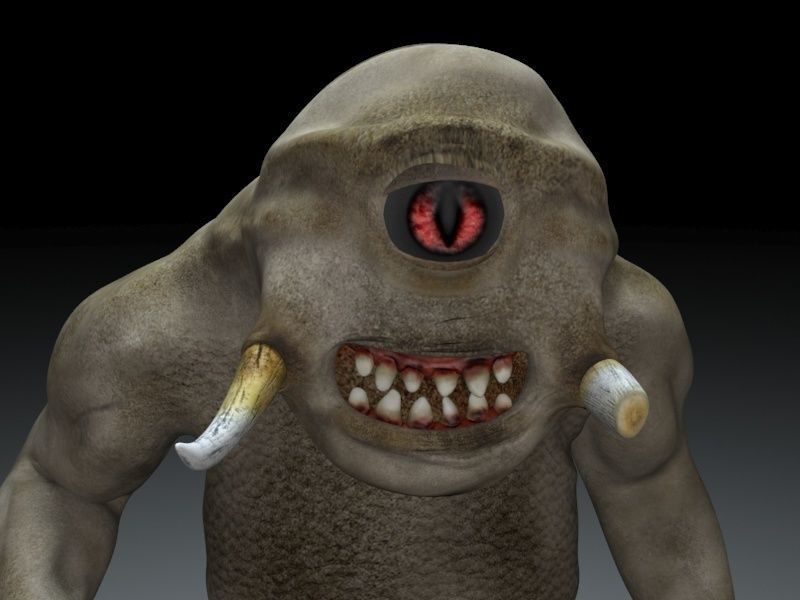Armoured cyclop character Low-poly 3D model_4