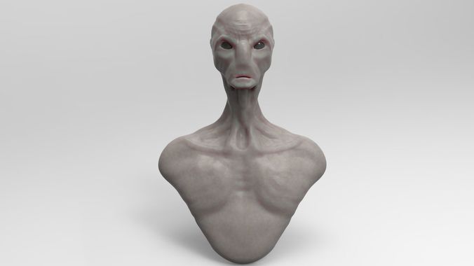 Alien human head 3D model