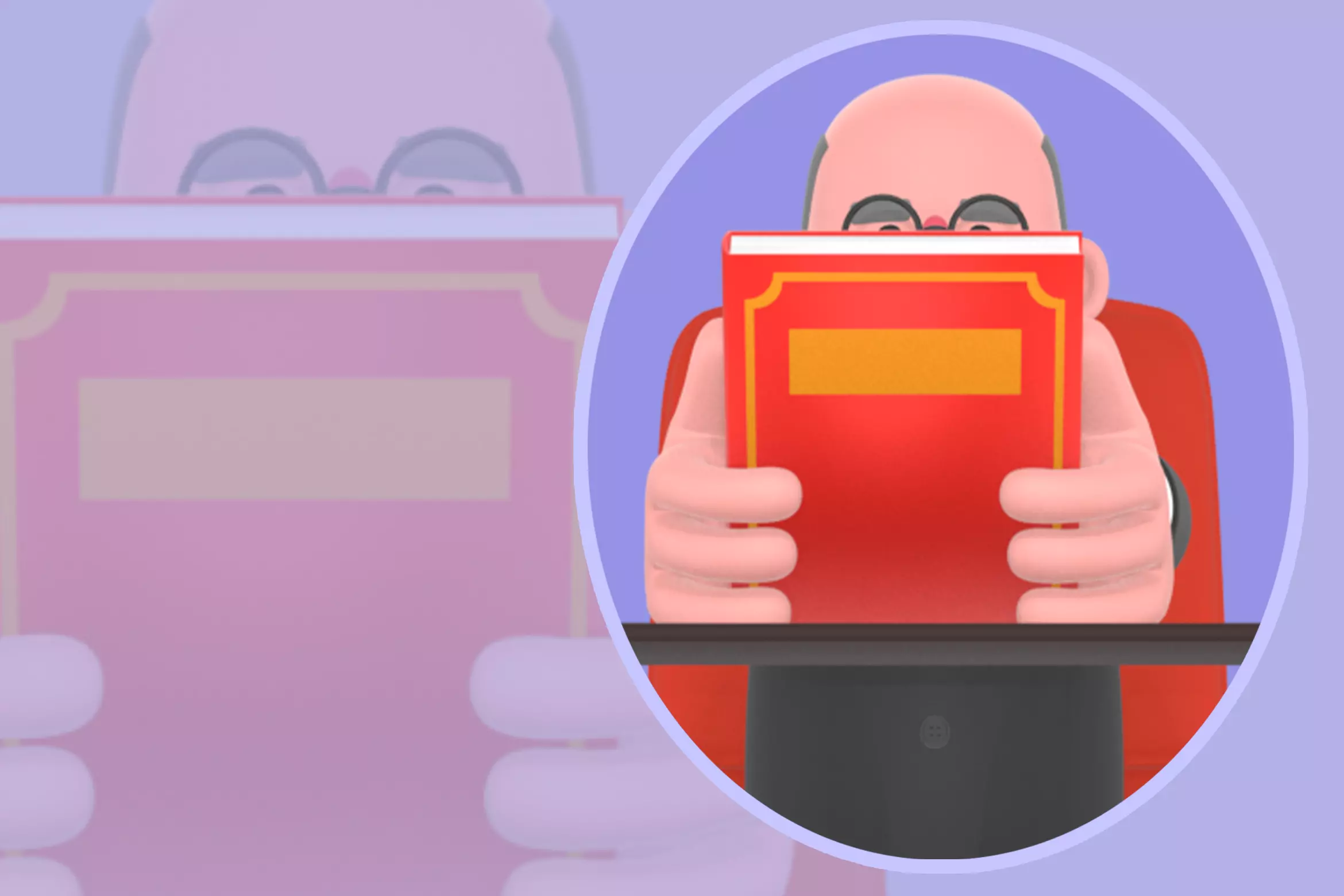 Stylized 3D Male Judge Character-Cartoon Judge Reading Red Book 3D model