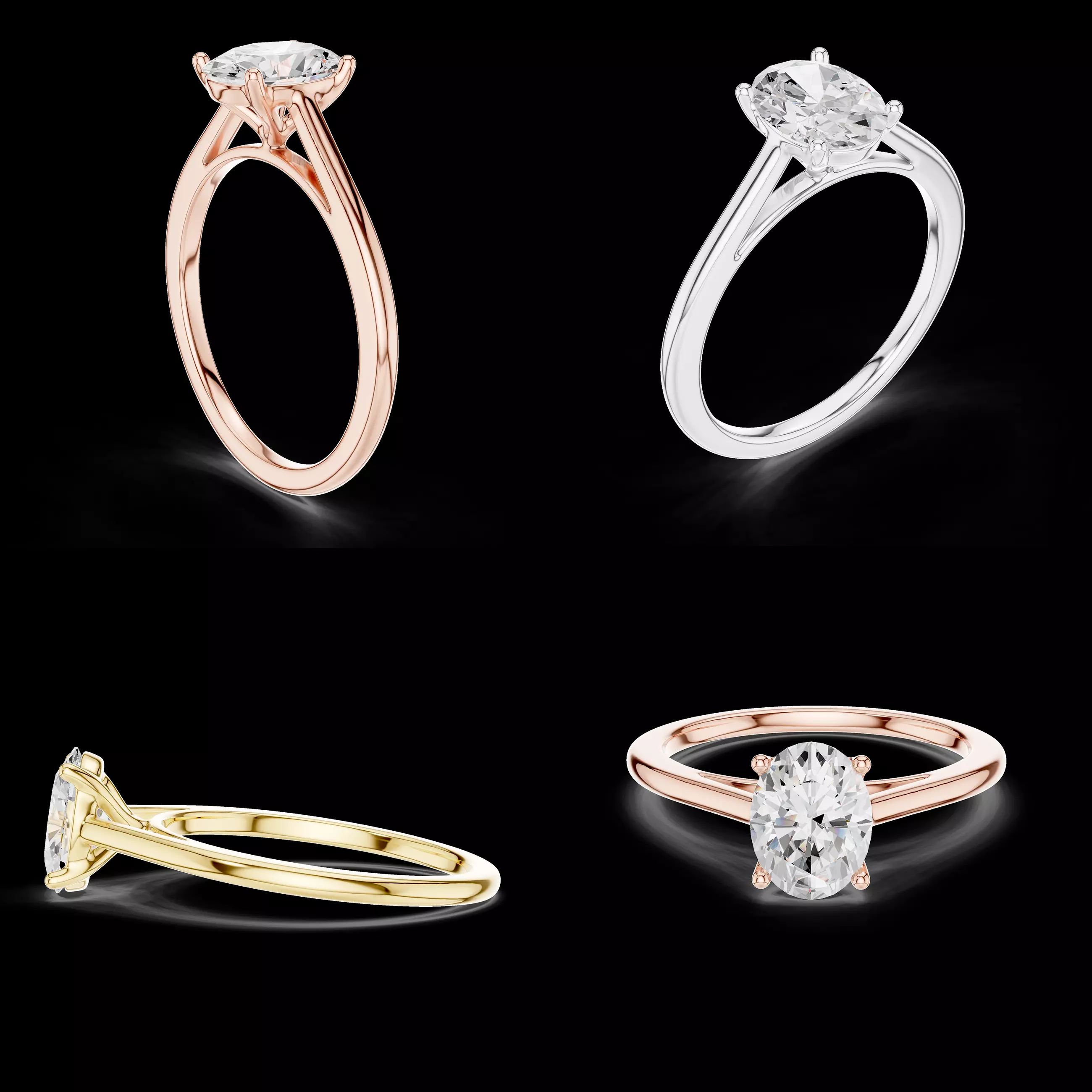 Classic Solitaire Ring CAD Design Rose Yellow White Gold 3D print model