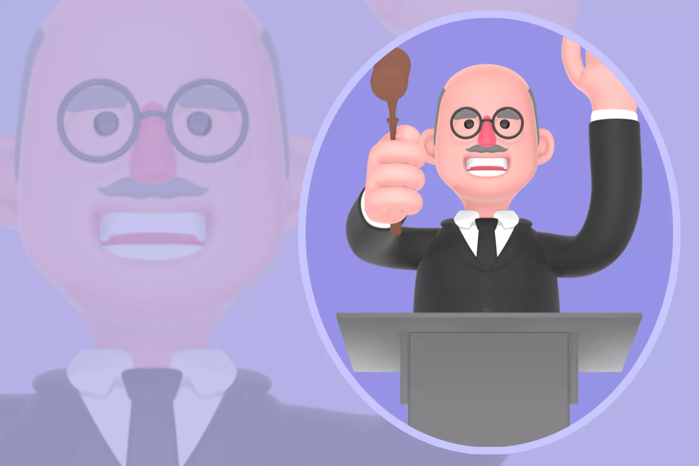 Stylized 3D Male Judge Warning Pose - Cartoon Judge 3D model