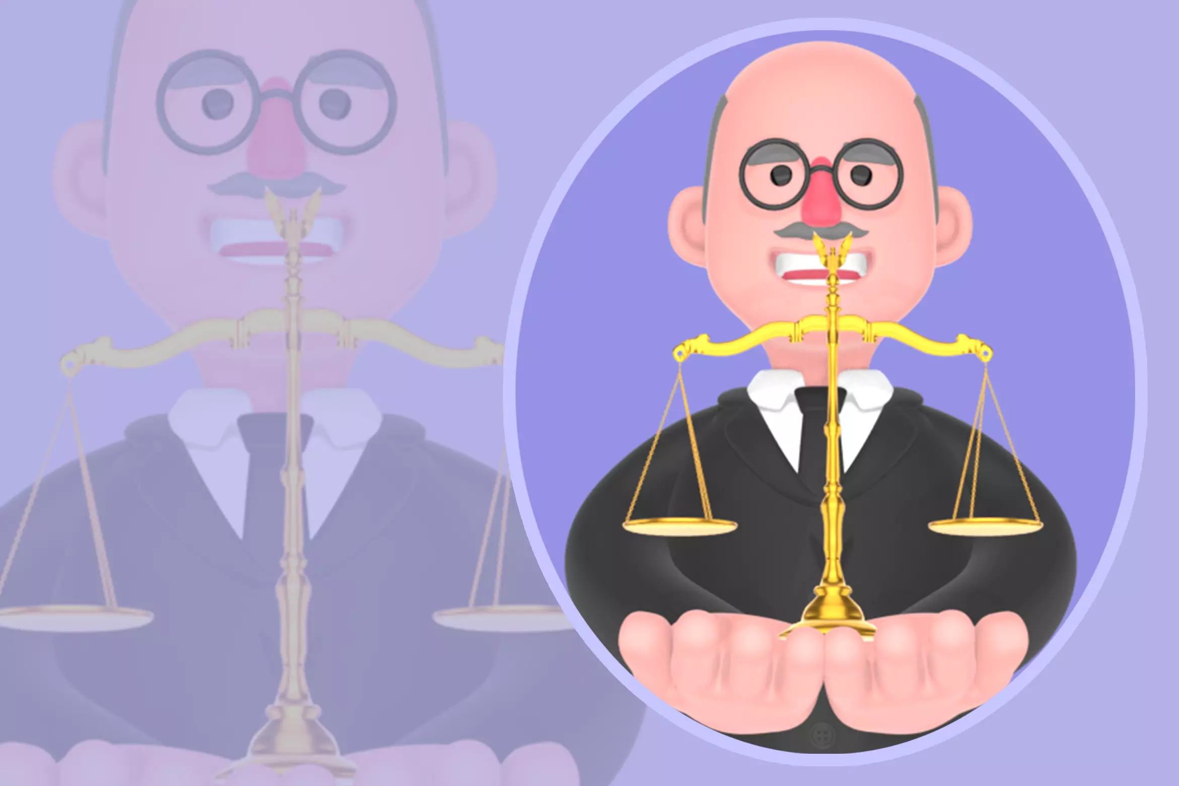 Stylized 3D Male Judge Character - Cartoon Justice Scales 3D model