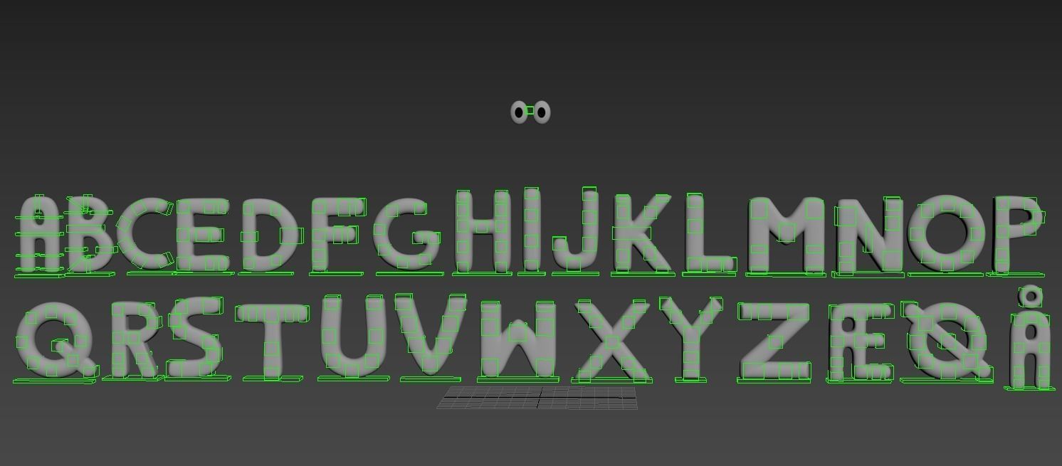 3D Cartoony Alphabet Rigged 3D model_8