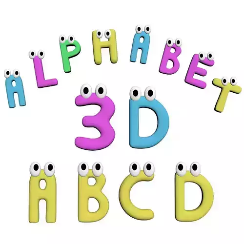 3D Cartoony Alphabet Rigged 3D model