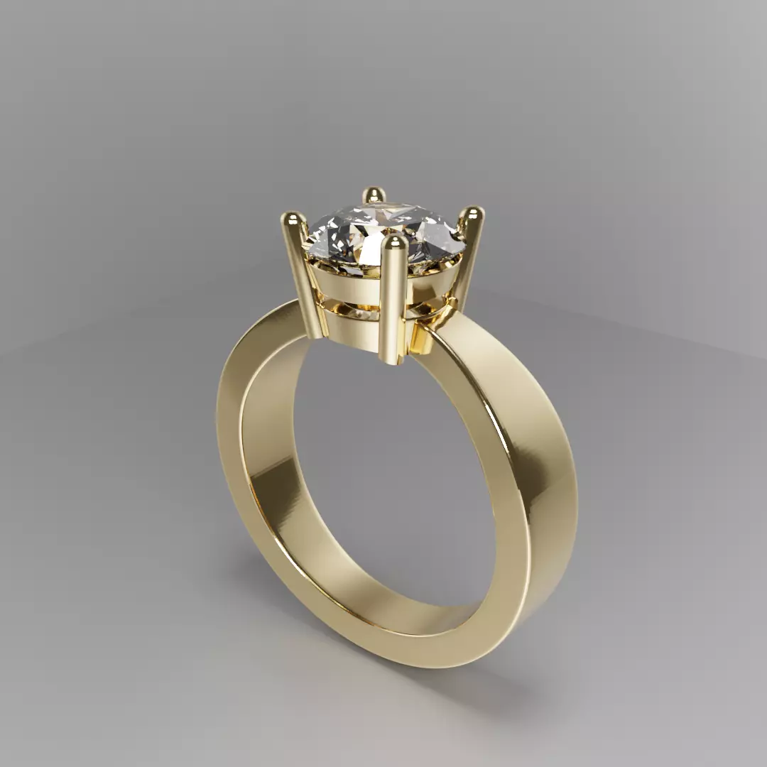 2 ct Solitaire chunky shoulders 3D print model