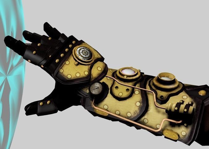 steampunk glove Low-poly 3D model_0