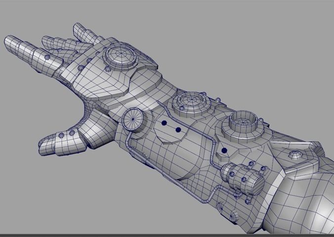 steampunk glove Low-poly 3D model_2