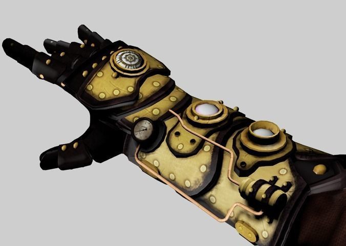 steampunk glove Low-poly 3D model_3