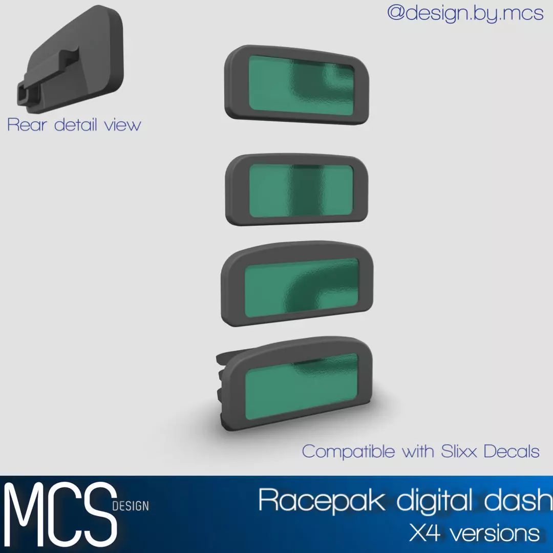 Racepak UDx digital dash x4 versions 3D print model