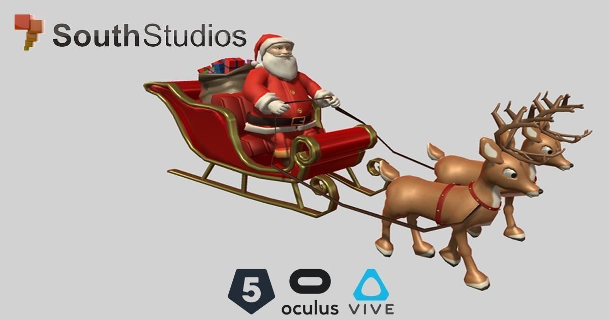 Animated Santa Sleigh 3dsmax Low-poly 3D model