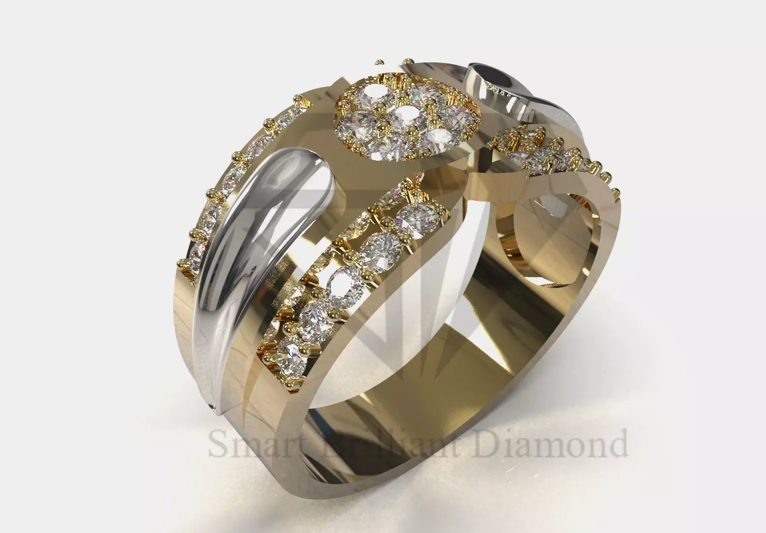 Ready for casting file for the Imperial Two Color ring fr0066 3D print model