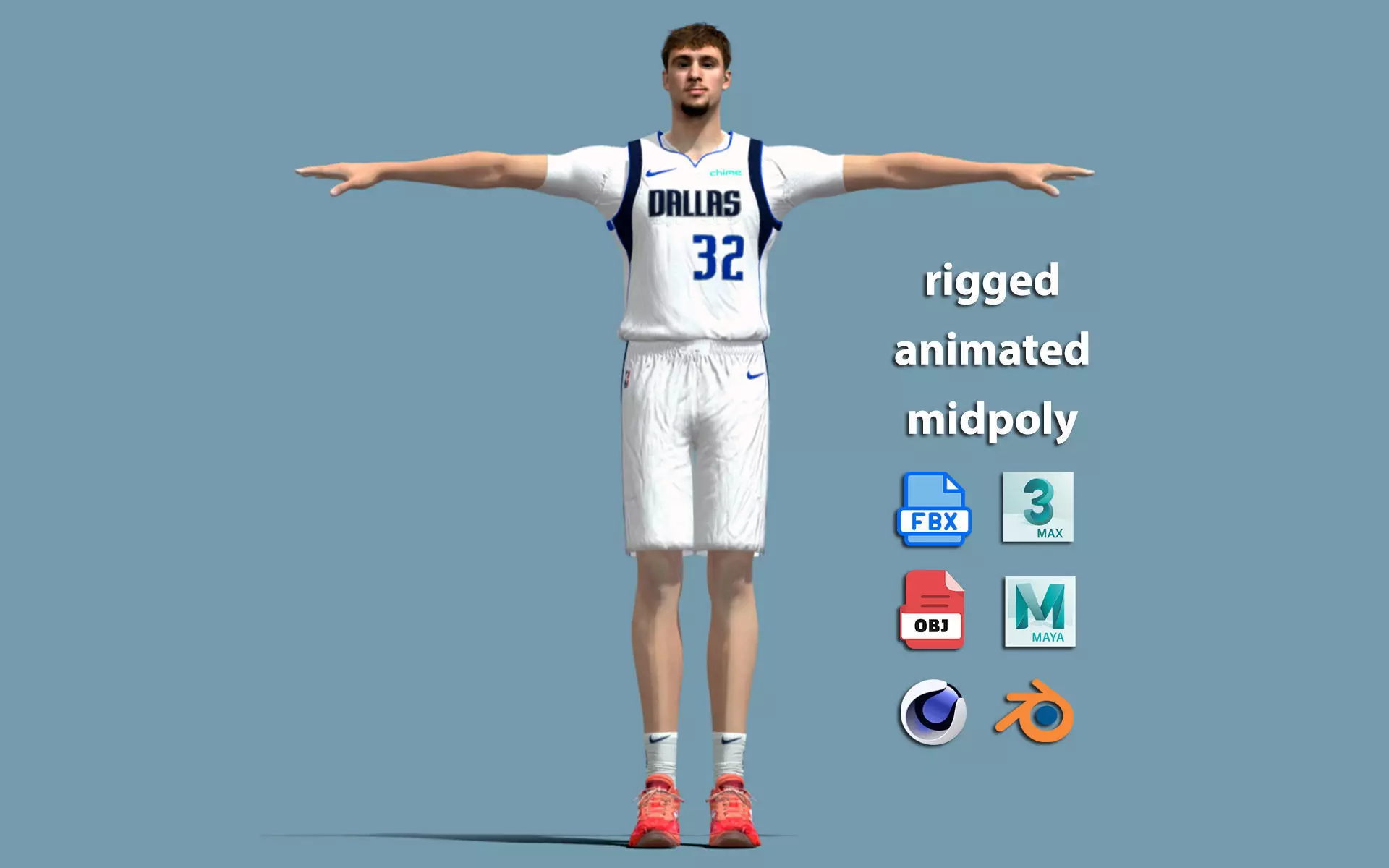 T-Pose Rigged Cooper Flagg Dallas Mavericks 3D model