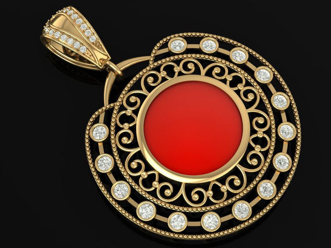 3D Golden Round Pendant Format 1 3D print model