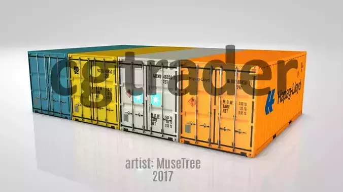 Shipping Container Low Poly 20ft