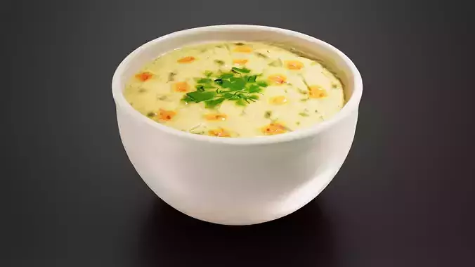 creamy carrot soup Low-poly 3D model 2