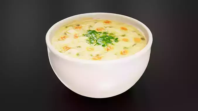 creamy carrot soup Low-poly 3D model 3