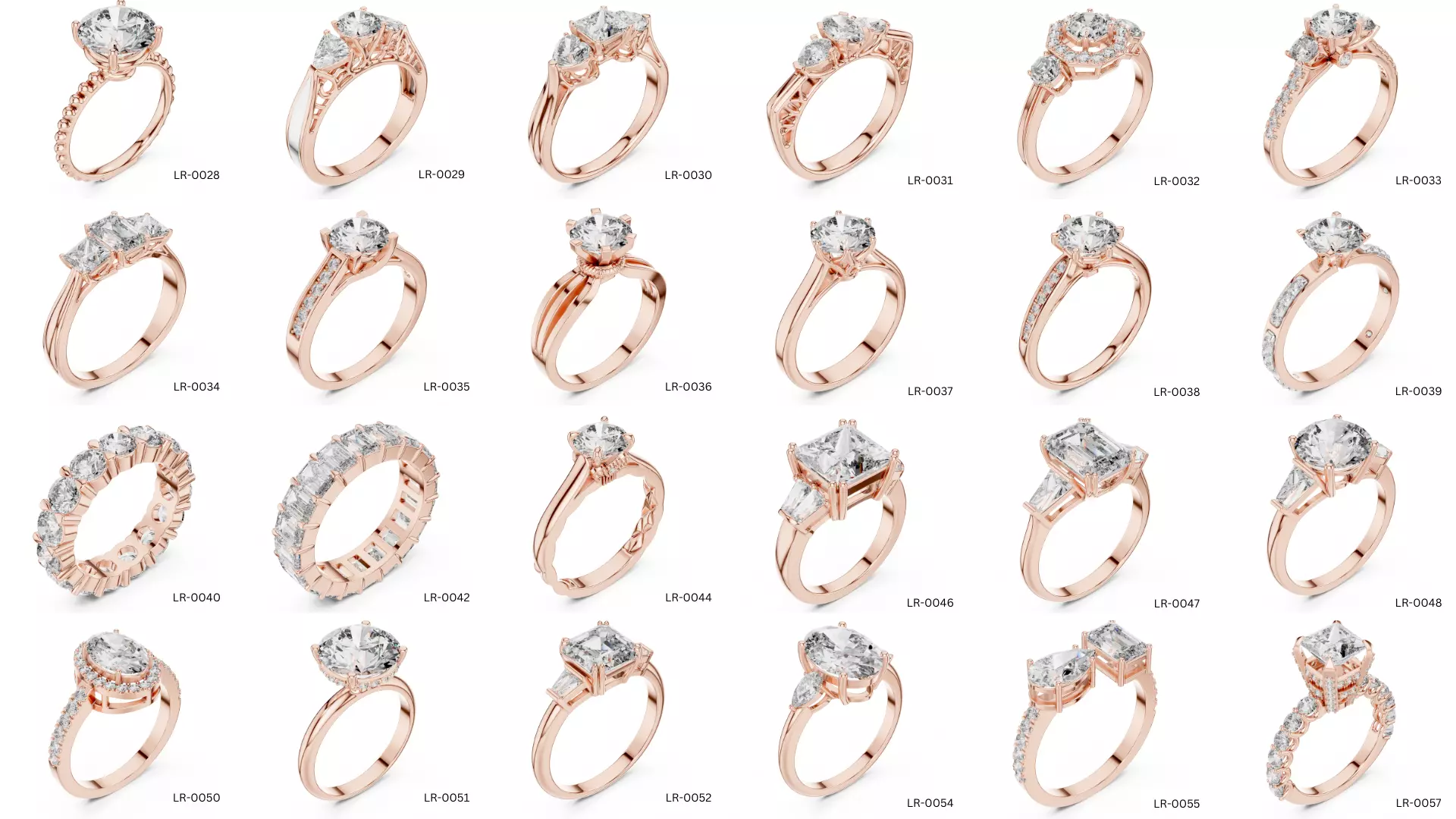 Diamond Rings CAD Models STL 3DM Ready for Printing 3D print model