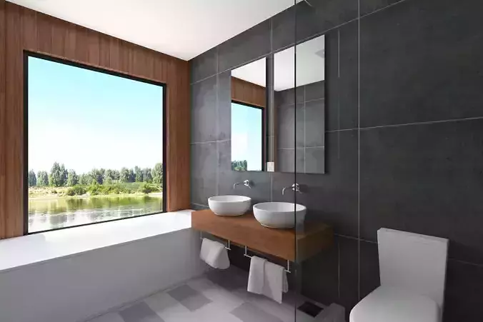 Contemporary Bathroom Scene 3D model