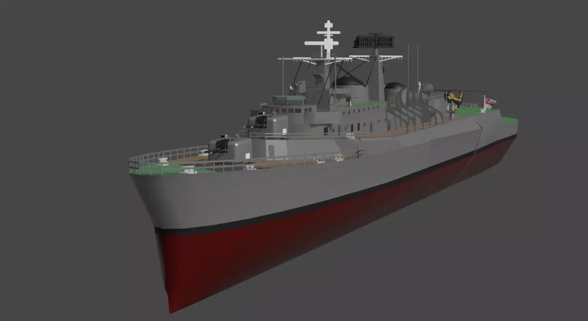 British County Class Destroyer 3D model
