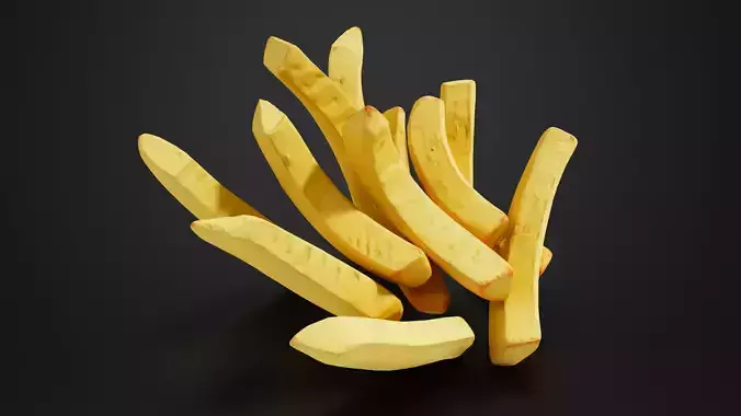 French fries 01 Low-poly 3D model 2