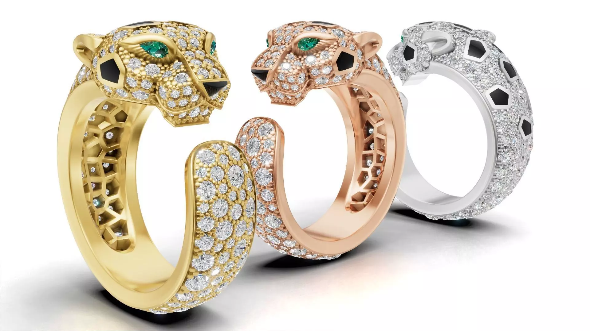 Panther Ring Medium Paved 3D print model