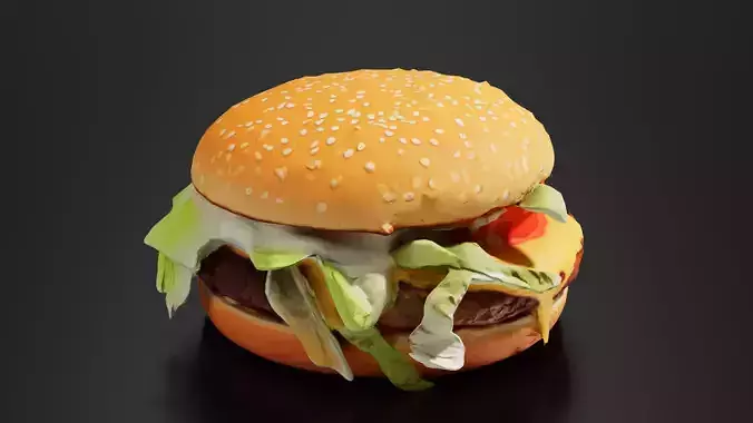 Hamburger 02 Low-poly 3D model 2