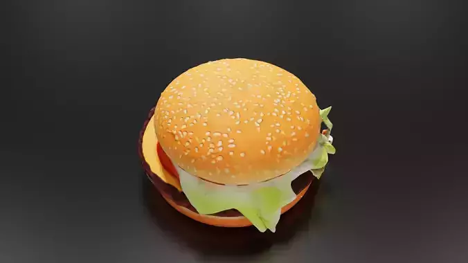 Hamburger 02 Low-poly 3D model 5