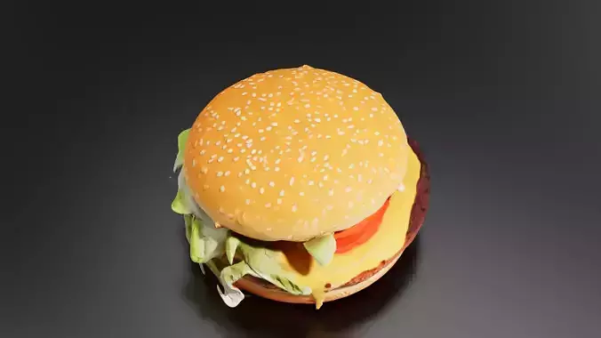 Hamburger 02 Low-poly 3D model 4
