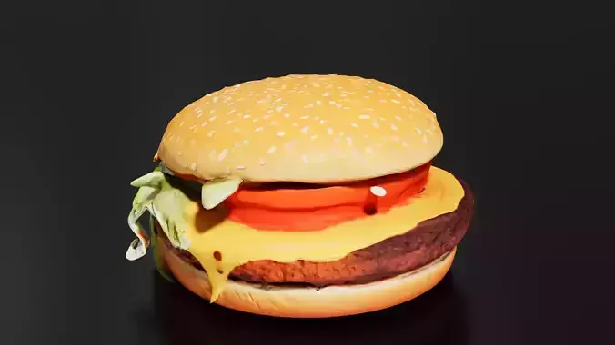 Hamburger 02 Low-poly 3D model 3