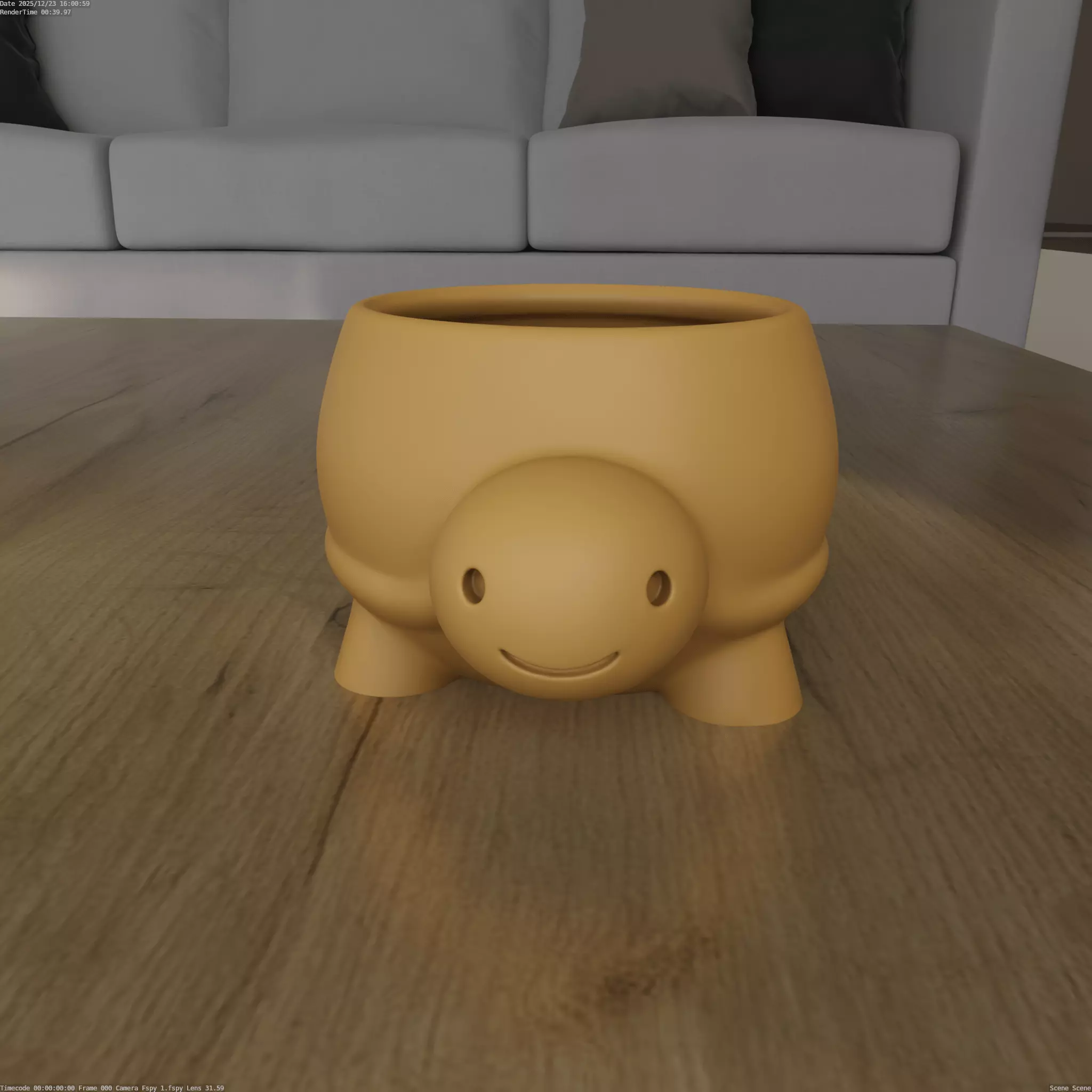Cute Smiling Turtle Planter STL 3D print model