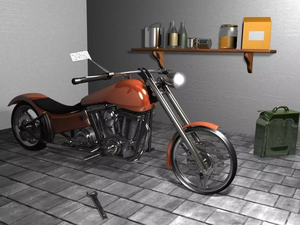 Motorcycle garage Free 3D model_0