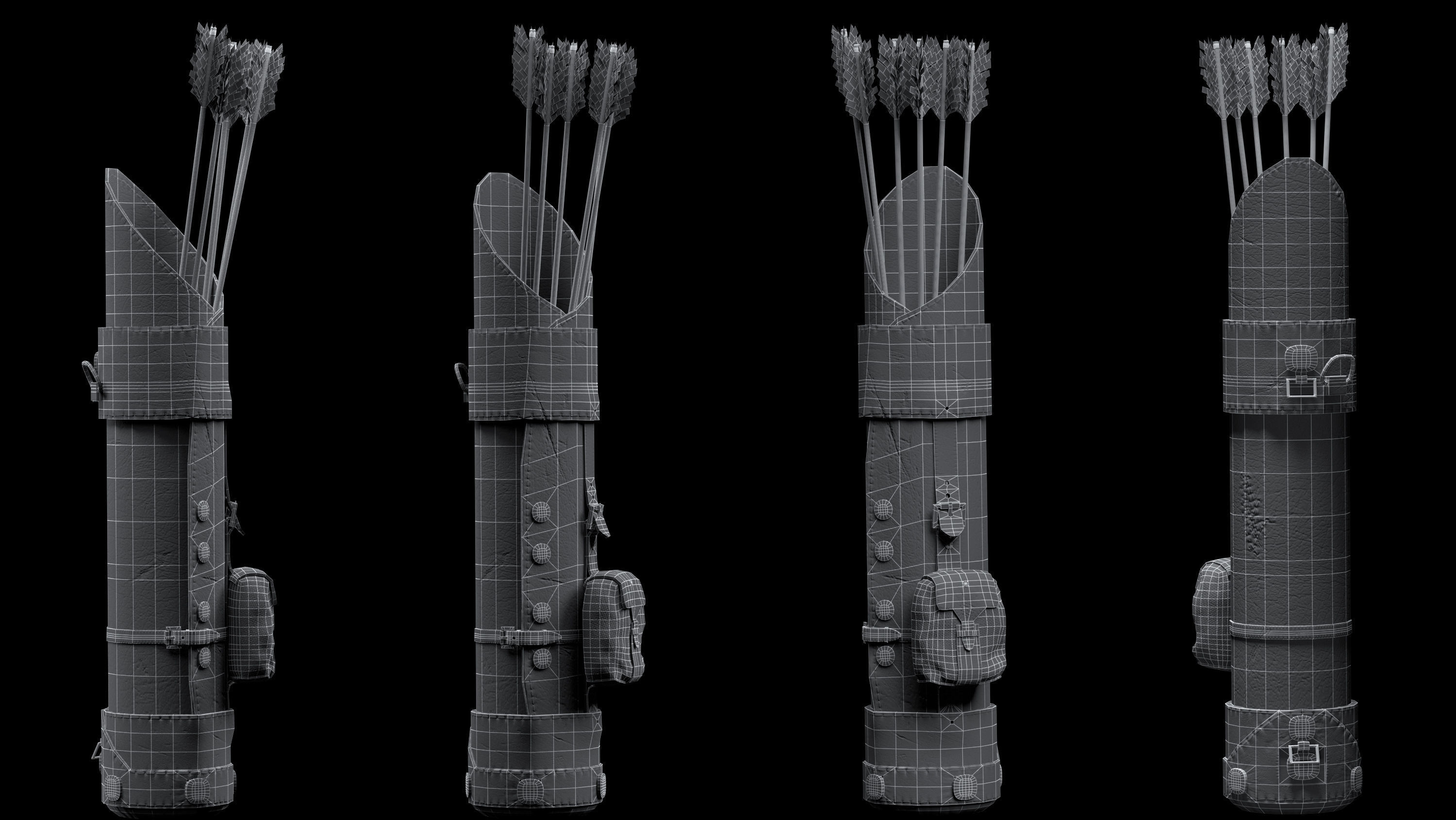 Holster with arrows Low-poly 3D model_1