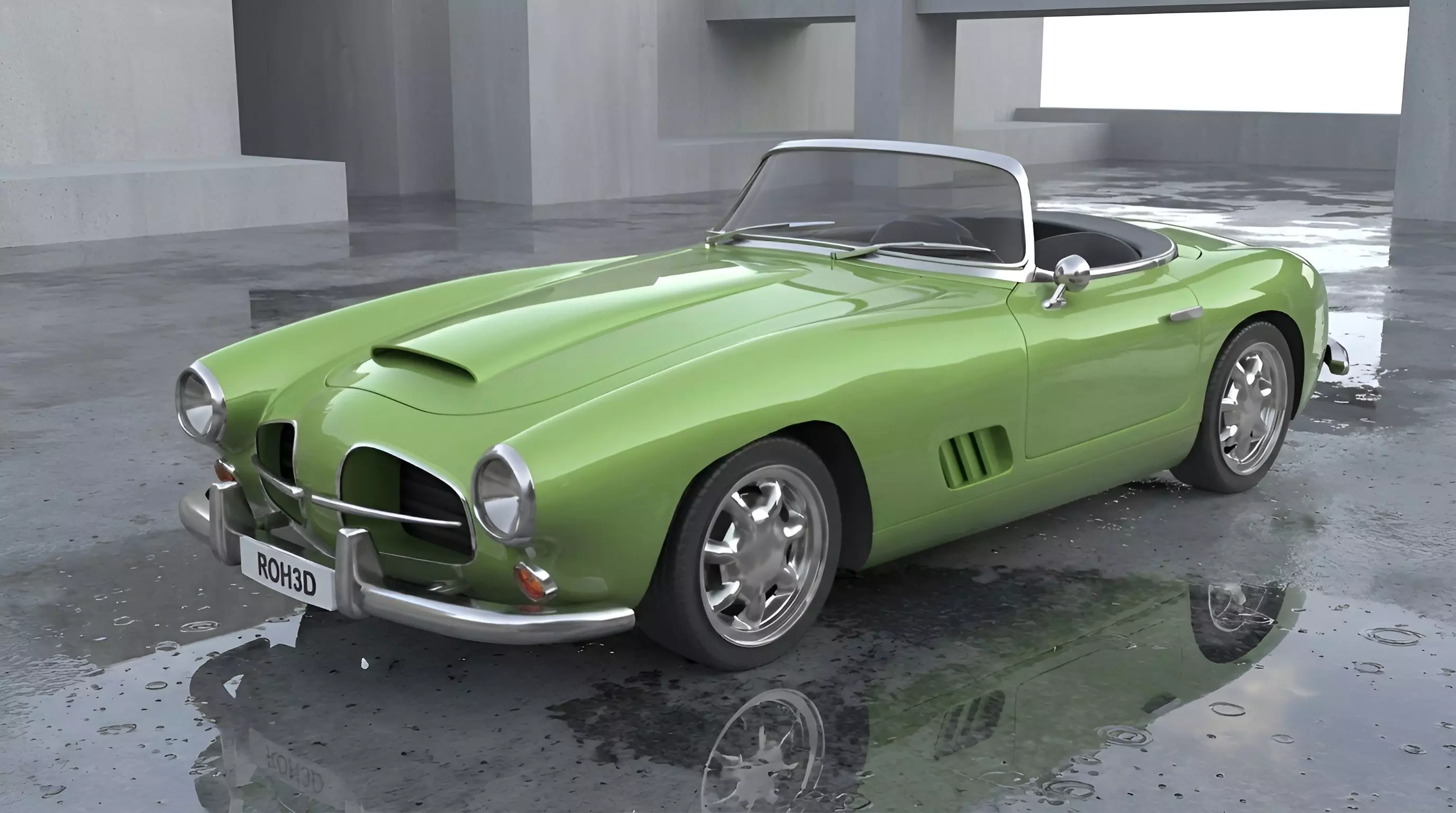 Generic Vintage Mid-Century Sports Roadster Low-poly 3D model