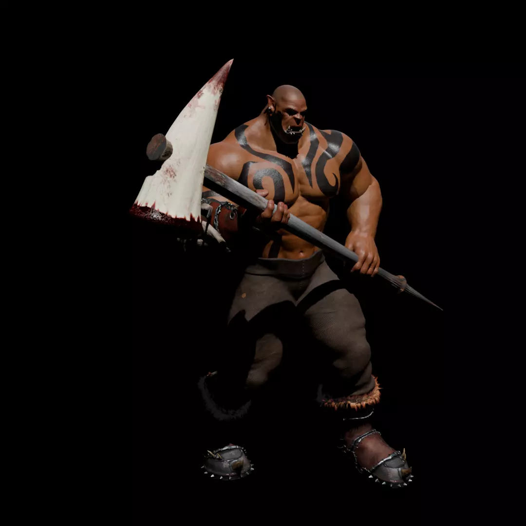 Orc Warrior with Dragon Tooth Hammer 3D print model