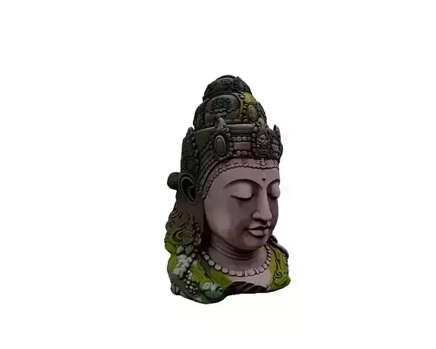 Mossy Buddha Head Statue 3D model
