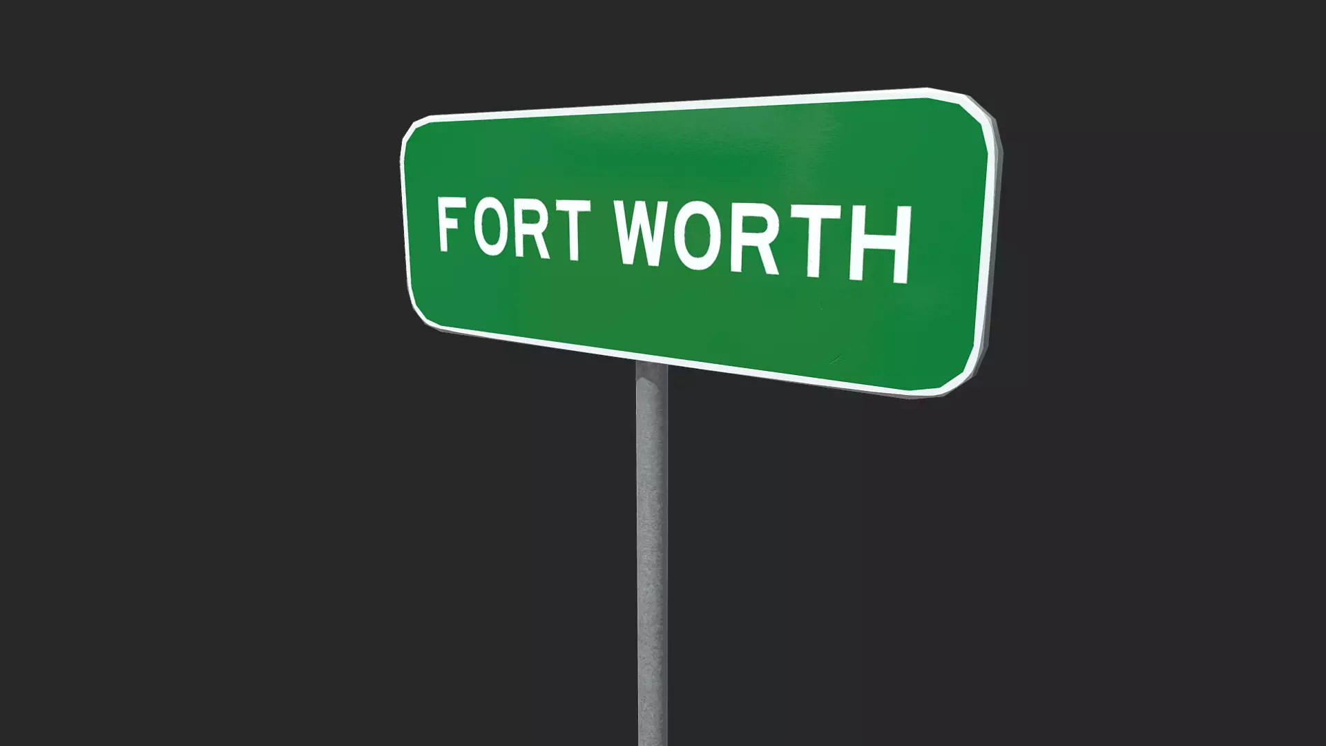 Fort Worth City Road Sign Low-poly 3D model