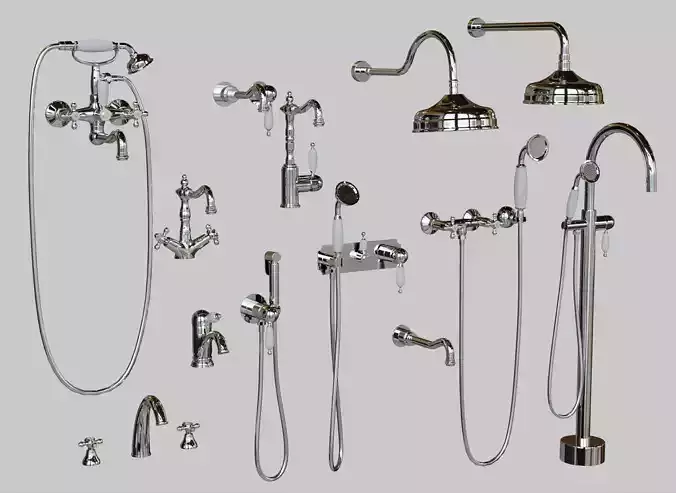 Mid Poly Faucet set Boheme Medici Low-poly 3D model