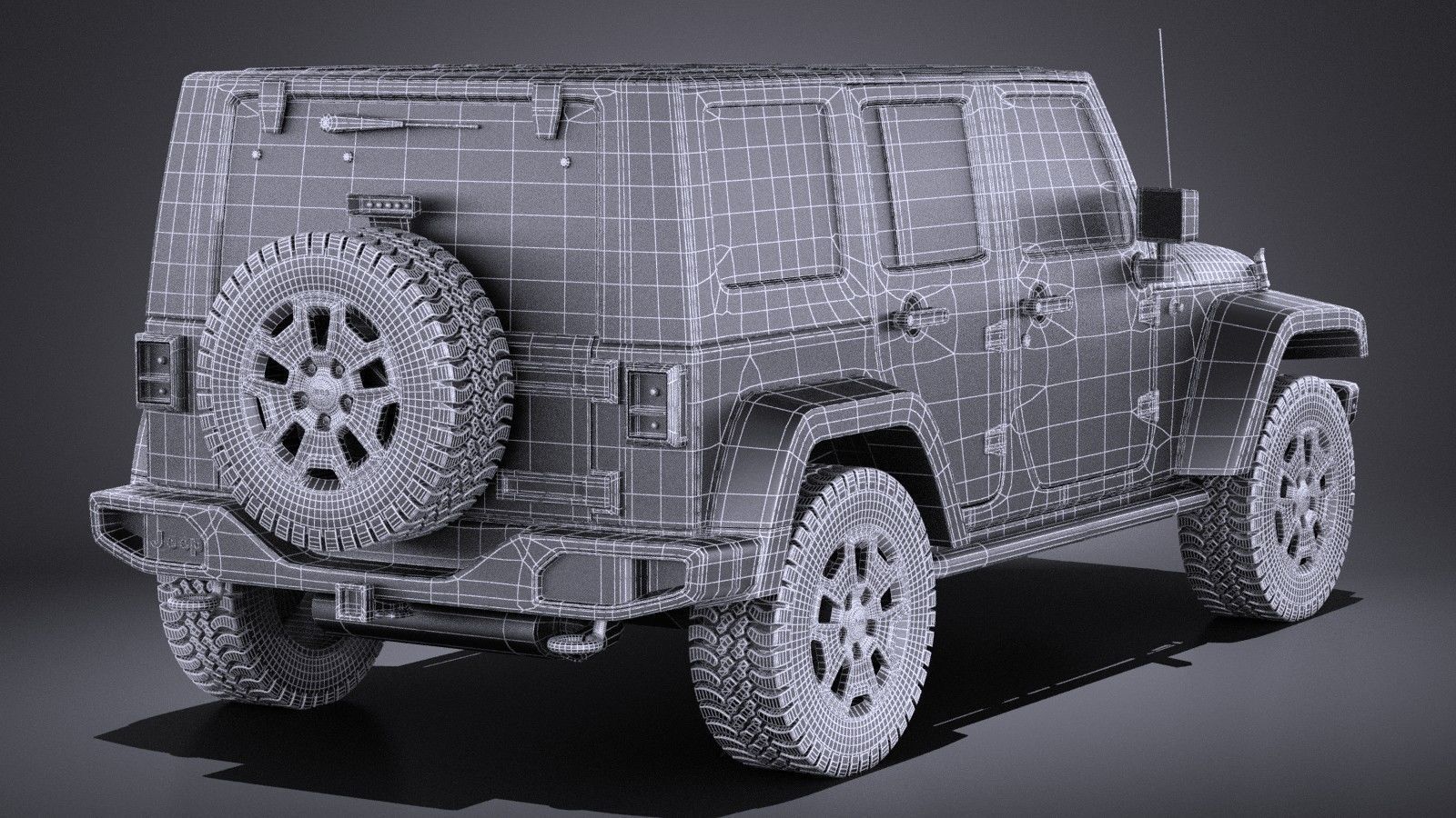 Jeep Wrangler Rubicon 2017 VRAY 3D model_15