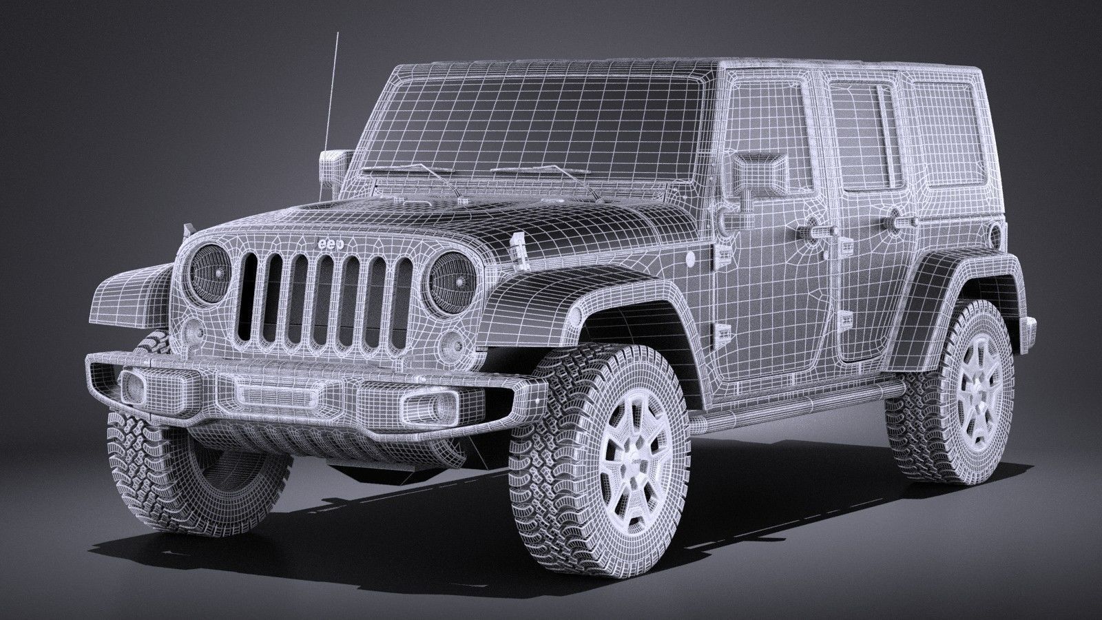 Jeep Wrangler Rubicon 2017 VRAY 3D model_12