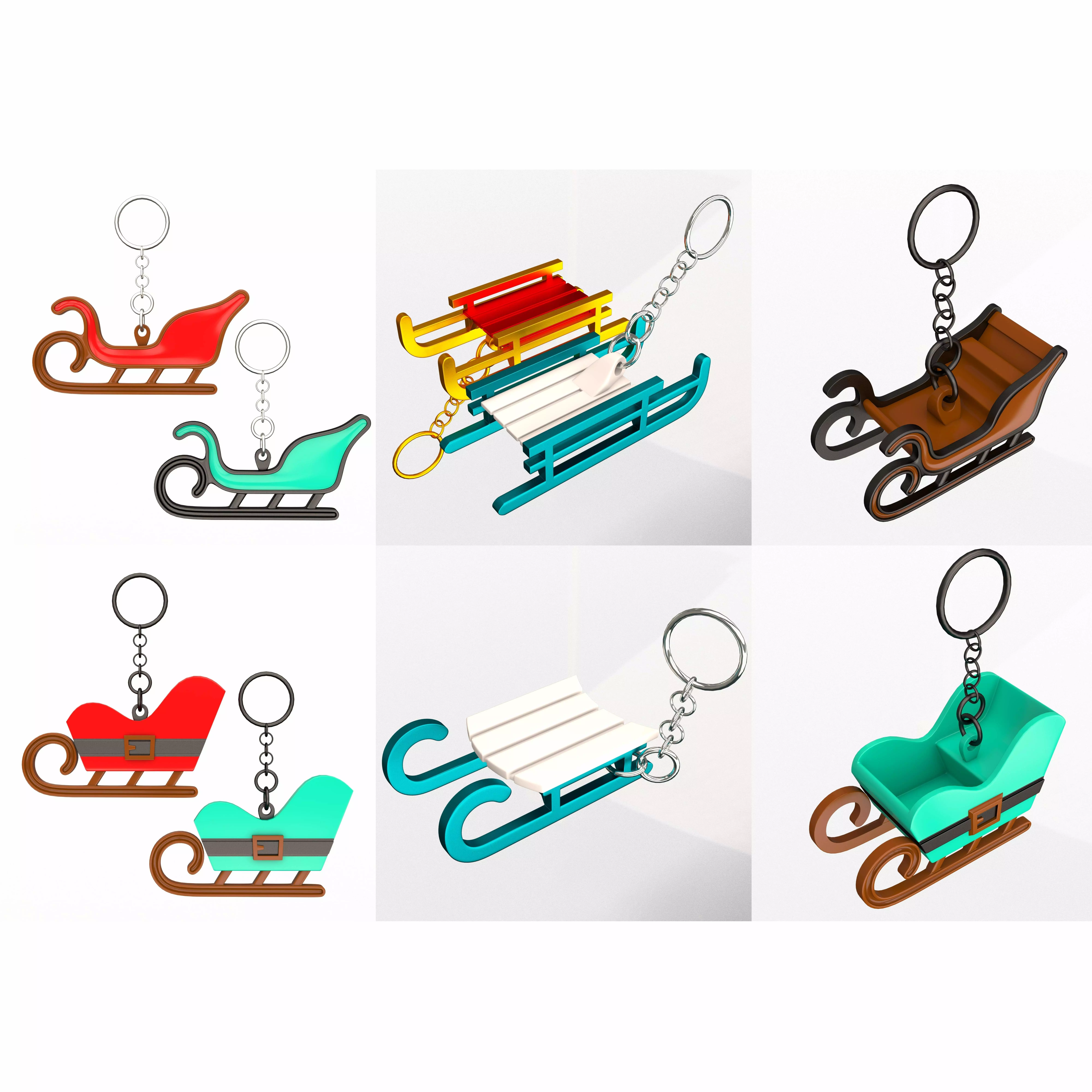 Santa Sleigh 3D Print Keychain Collection 3D print model