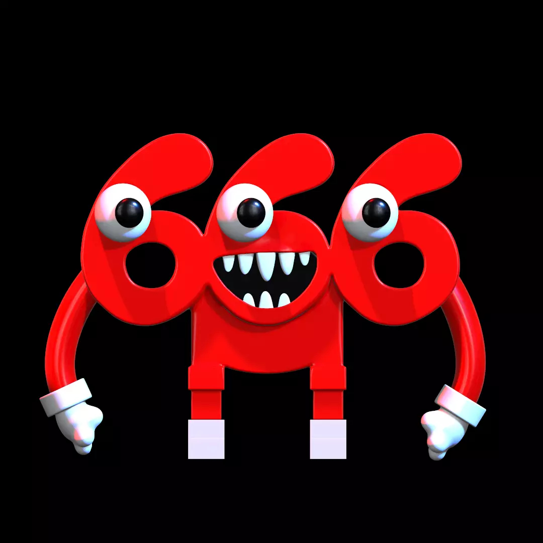 666 SIX SIX SIX Brainrot STL 3D Model Multicolor 3D print model